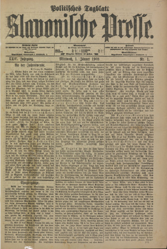 Slavonische Presse, 1908