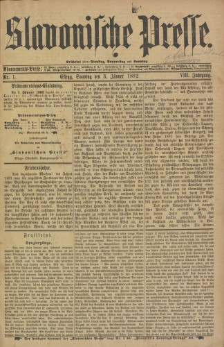 Slavonische Presse, 1892