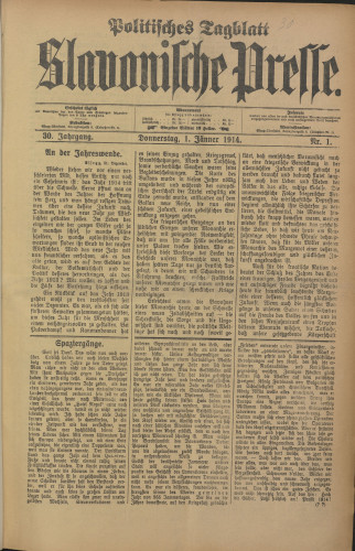 Slavonische Presse, 1914