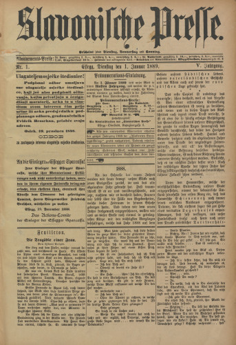 Slavonische Presse, 1889