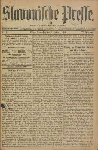 Slavonische Presse, 1890